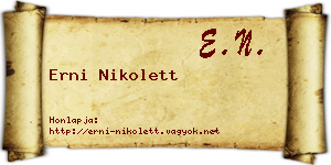 Erni Nikolett névjegykártya